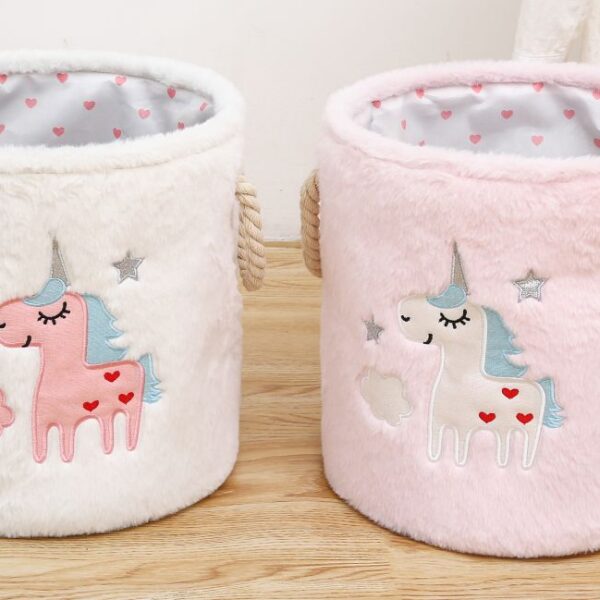 Kids Unicorn Storage Baskets - White, 30*33cm