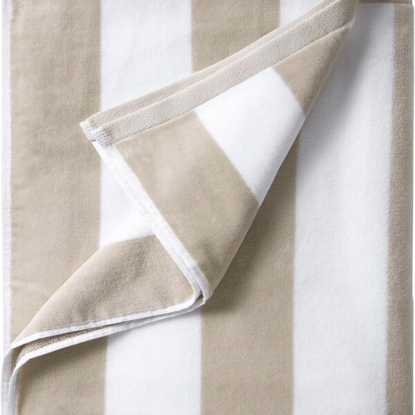 100% Cabana Stripped Pool Towel - Beige