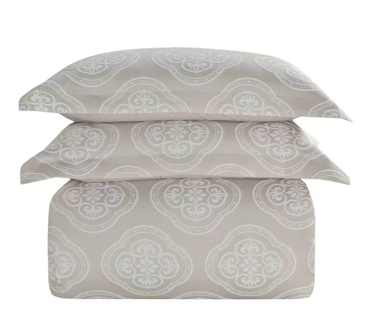 The Jacquard Cotton Linen Duvet Cover Set - Beige - Image 3