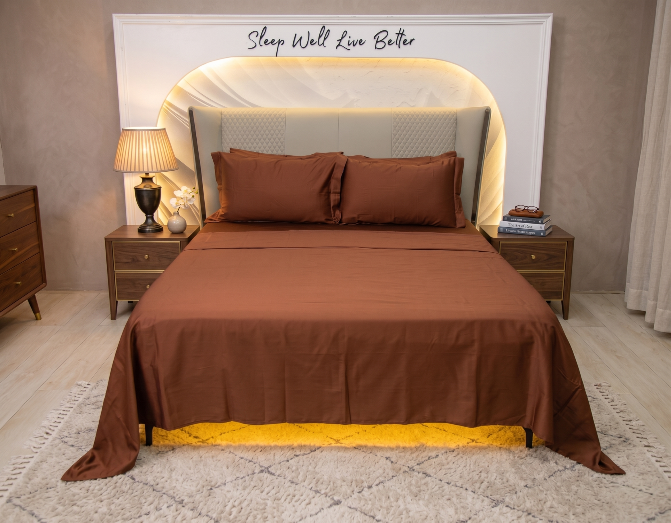 The Luxe Collection 100% Egyptian Cotton Bedsheet Set - Brown