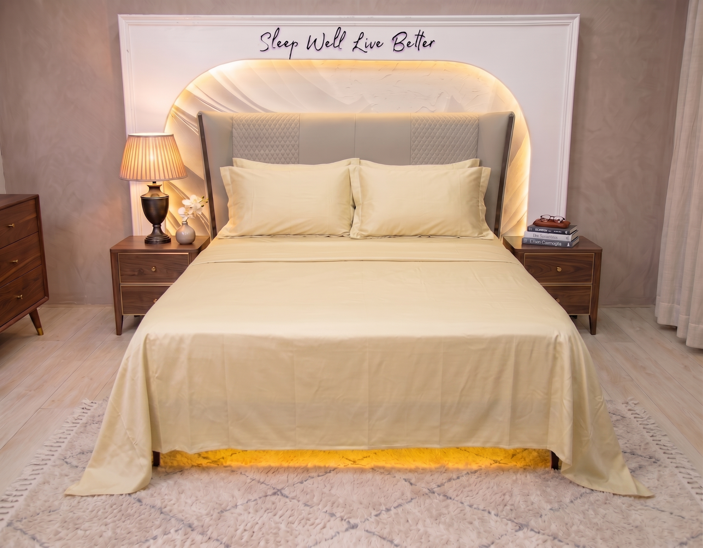 The Luxe Collection 100% Egyptian Cotton Bedsheet Set - Beige