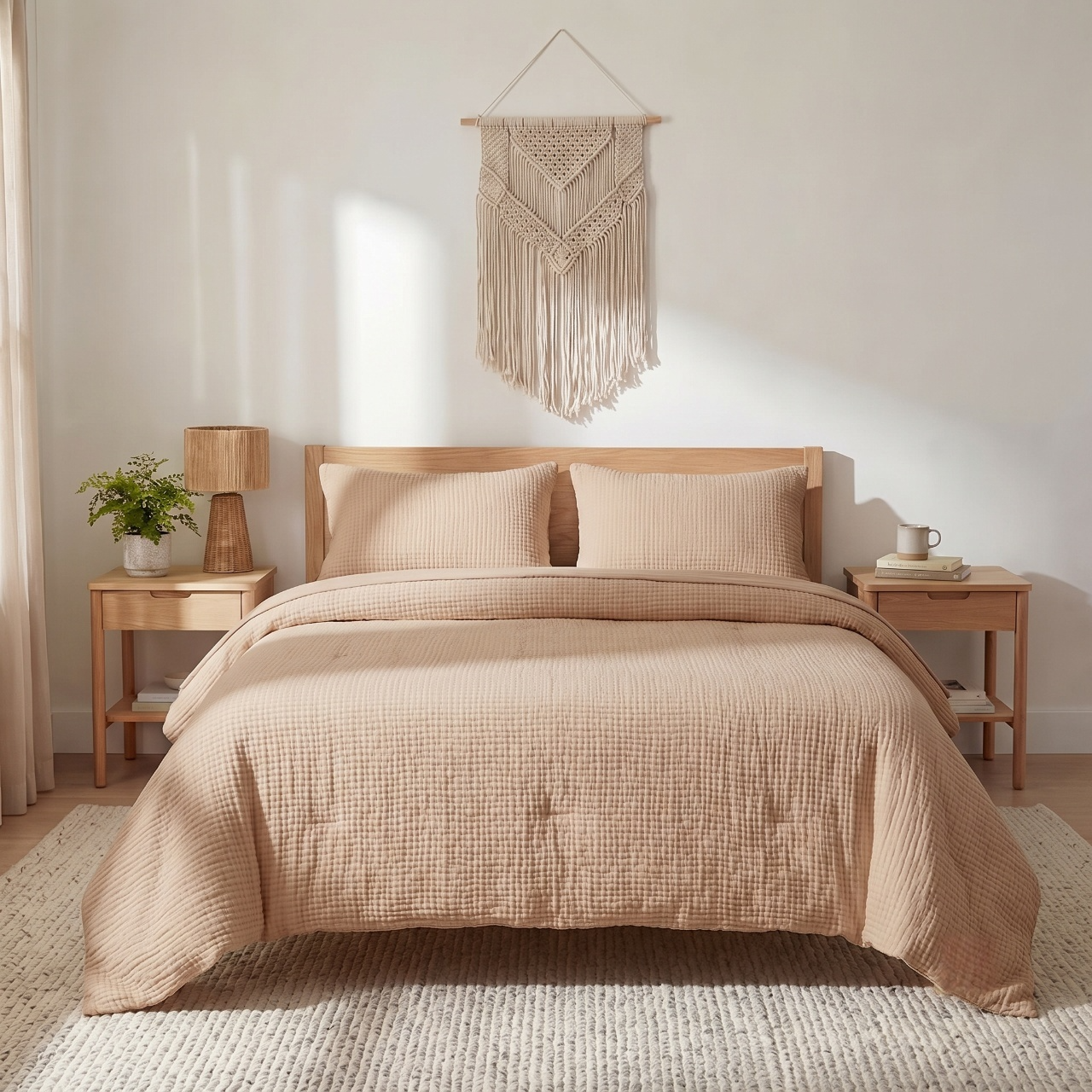 Muslin 100% Cotton 4-Layer Gauze Duvet Cover Set - Latte